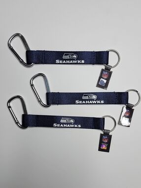 Seattle Seahawks Navy Key & Card Holder Lanyard with Carabiner